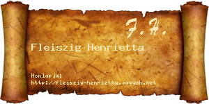 Fleiszig Henrietta névjegykártya